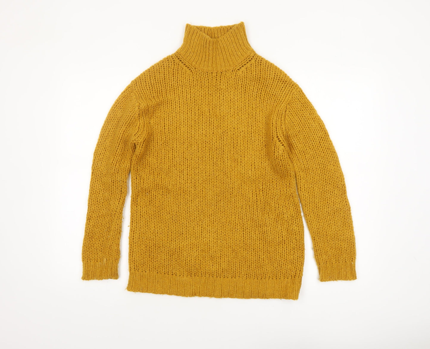 Heine Women’s Yellow Wool Blend Roll Neck Chunky Knit Jumper Size 8