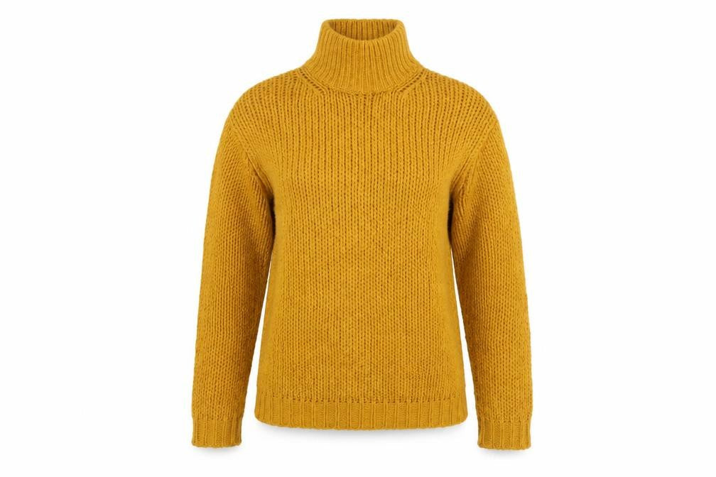Heine Women’s Yellow Wool Blend Roll Neck Chunky Knit Jumper Size 8