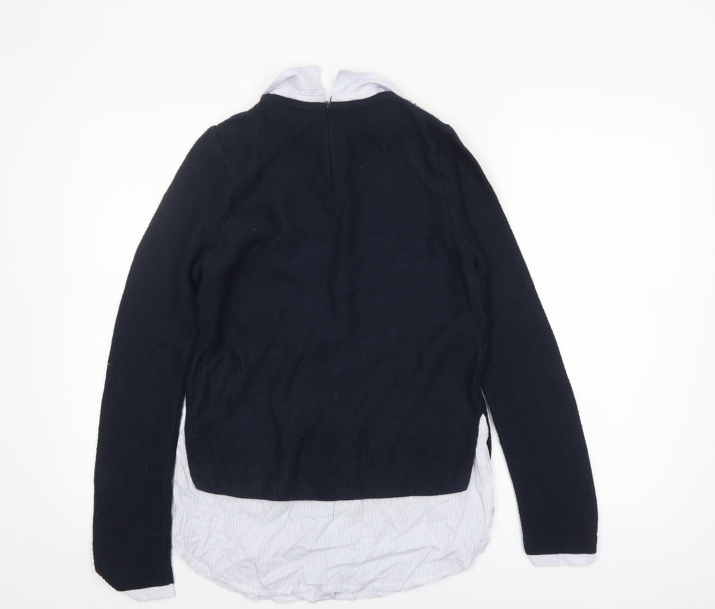 Topshop Women's Blue Collared Pullover Jumper UK 8 Classic Knit