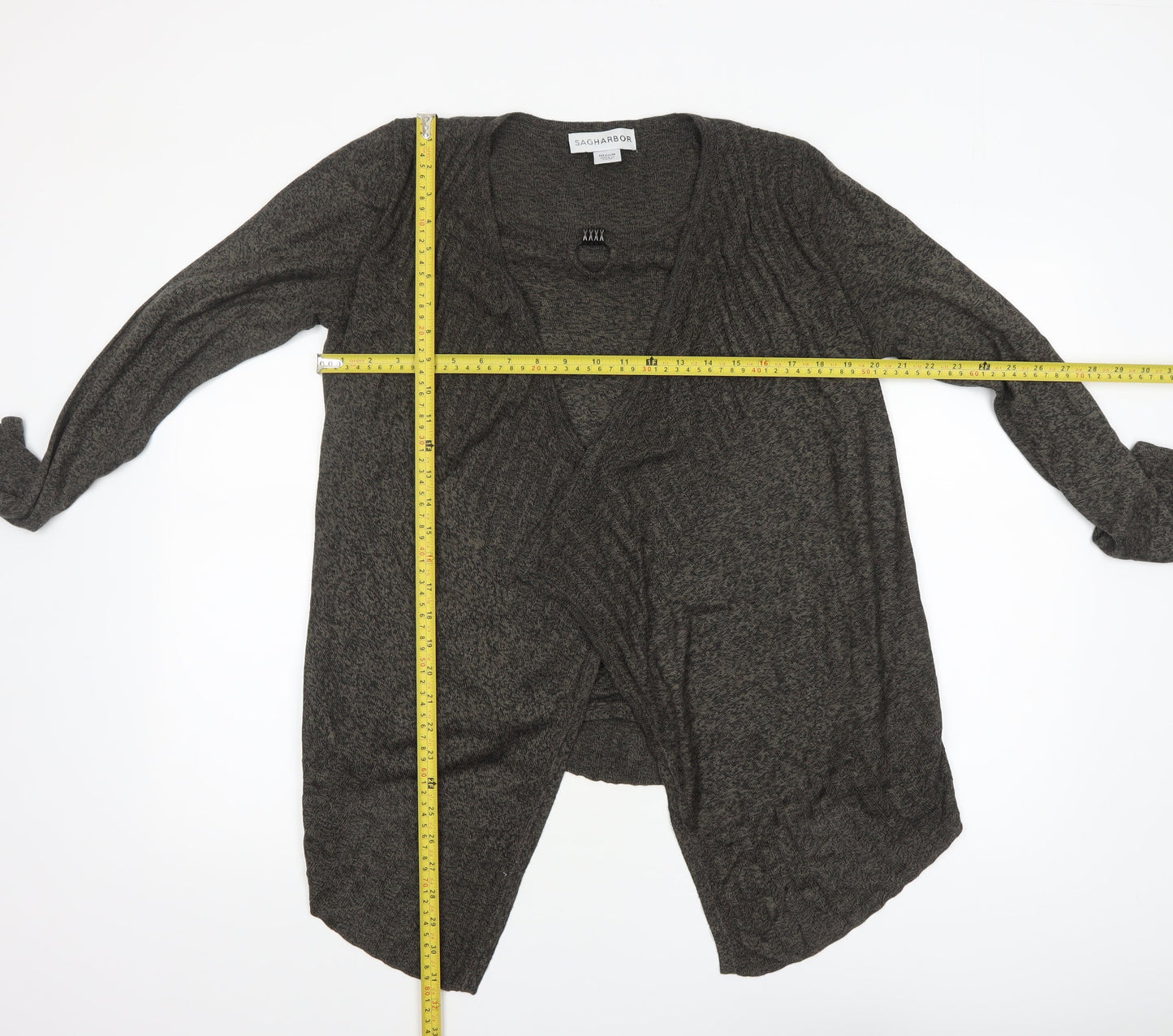 Sag Harbor Women's Grey Knit Open Cardigan Size M