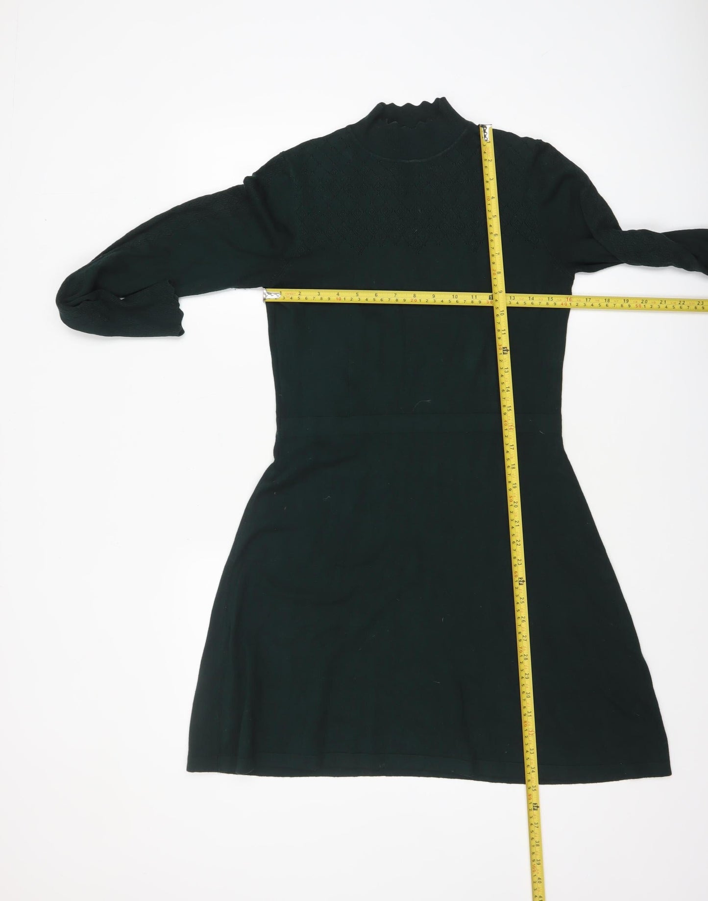 Warehouse Women’s Black Knit Fit & Flare High Neck Dress Size 12