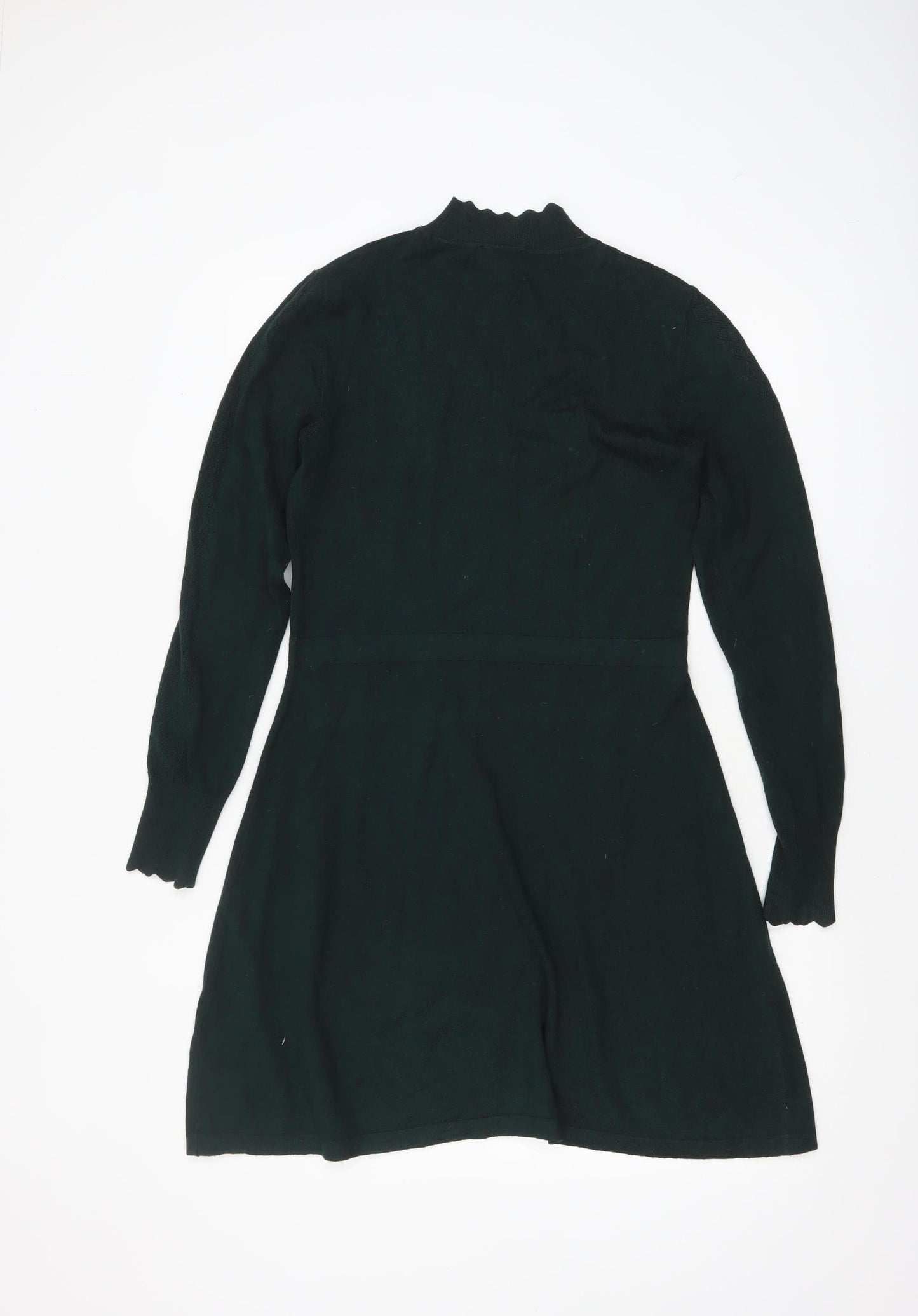 Warehouse Women’s Black Knit Fit & Flare High Neck Dress Size 12