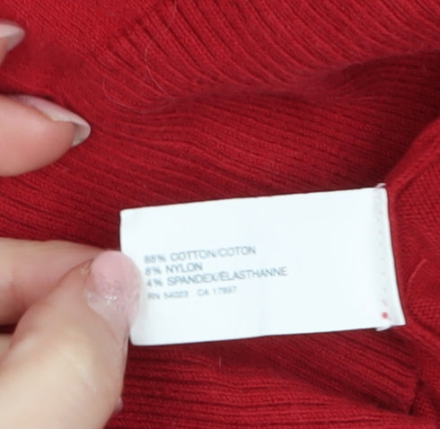 Gap Womens Red V-Neck Long Sleeve Pullover Knit Jumper L