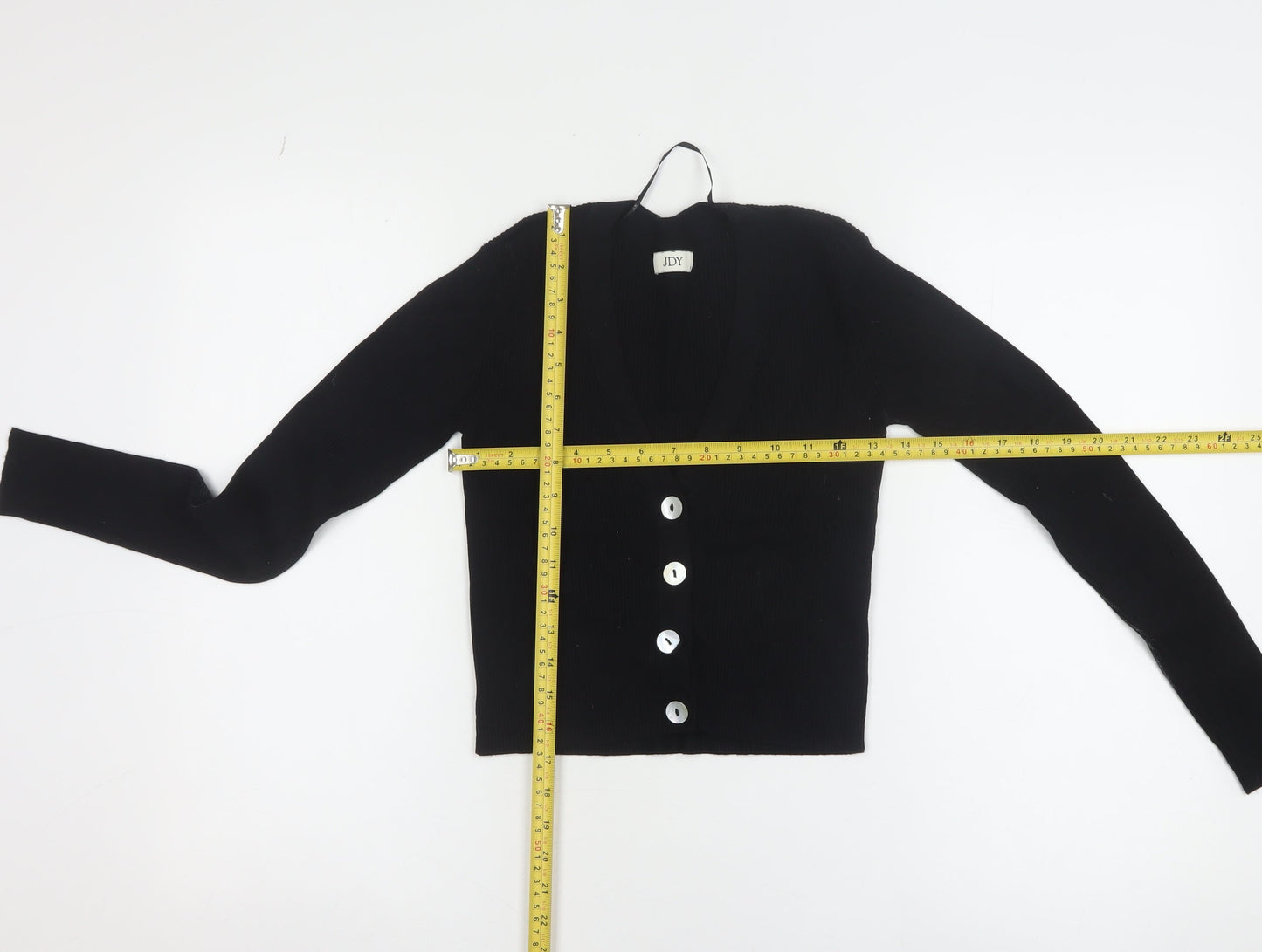 Jacqueline de Yong Women's Black V-Neck Button Knit Cardigan Size S