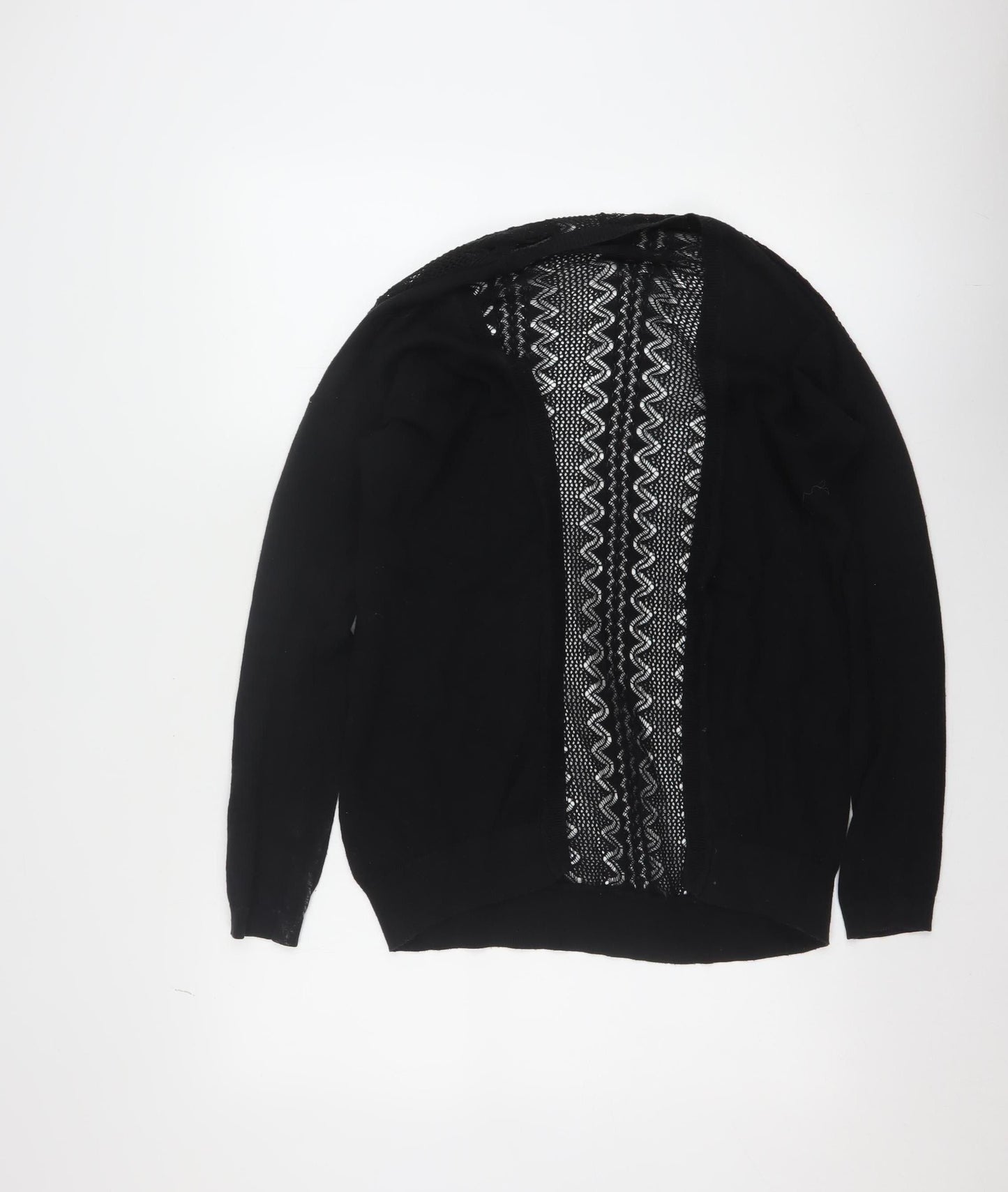 New Look Women's Black Open-Knit Cotton Cardigan Size 6