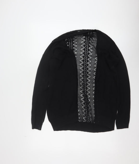 New Look Women's Black Open-Knit Cotton Cardigan Size 6