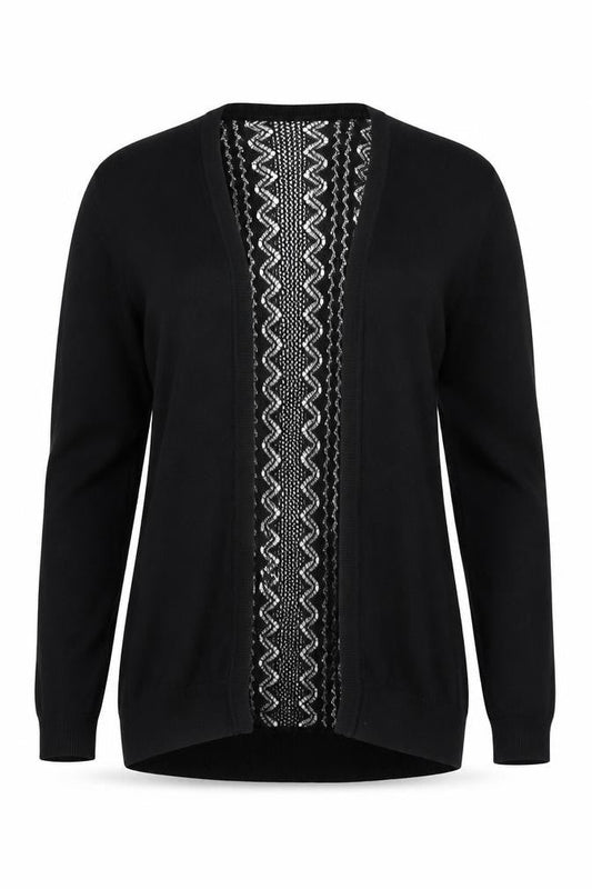 New Look Women's Black Open-Knit Cotton Cardigan Size 6