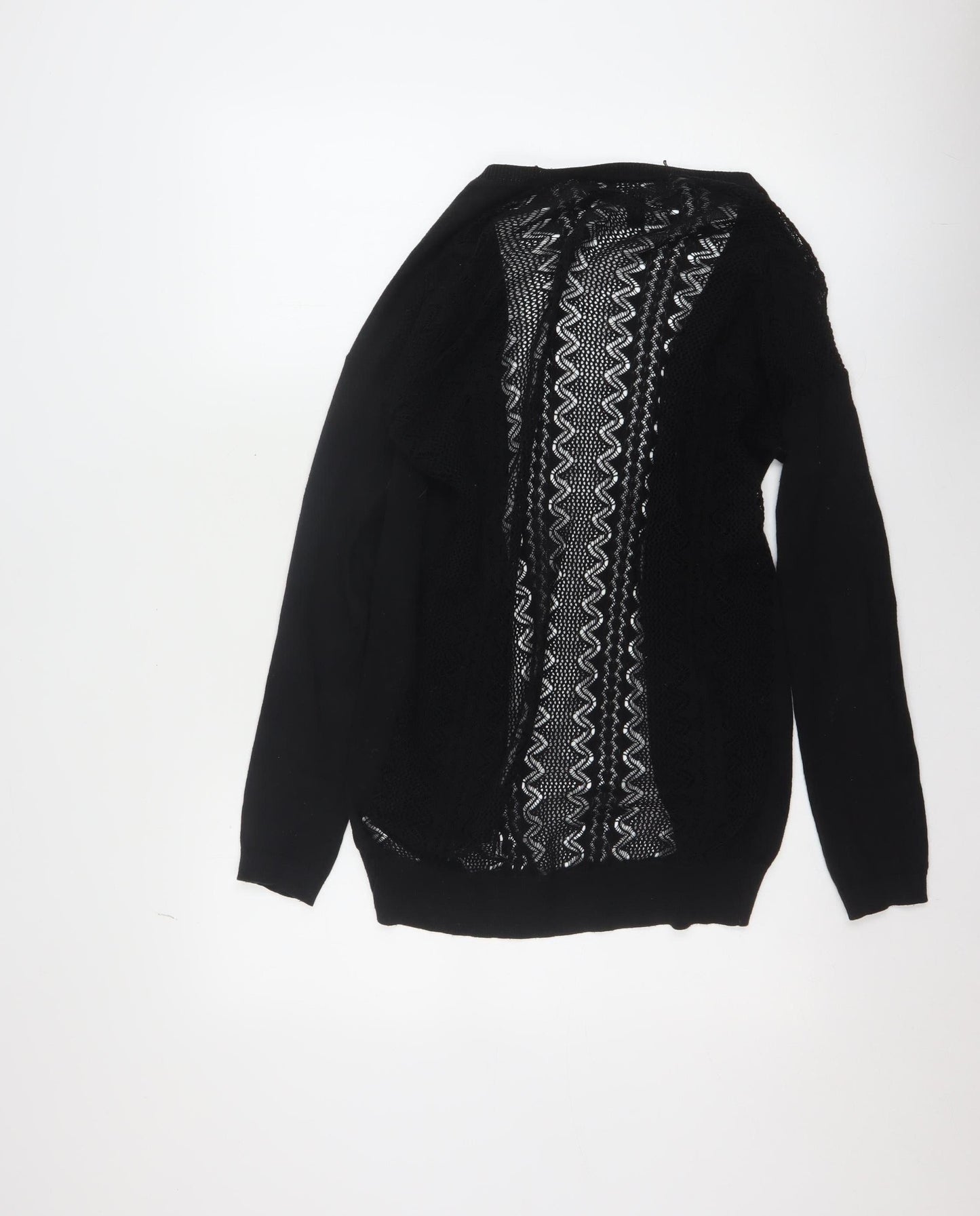 New Look Women's Black Open-Knit Cotton Cardigan Size 6