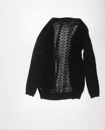 New Look Women's Black Open-Knit Cotton Cardigan Size 6