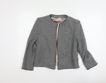 Zara Basic Women's Grey Tweed Single-Breasted Blazer UK 14
