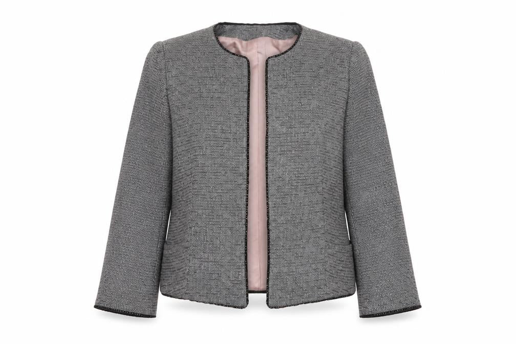 Zara Basic Women's Grey Tweed Single-Breasted Blazer UK 14