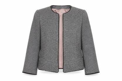 Zara Basic Women's Grey Tweed Single-Breasted Blazer UK 14