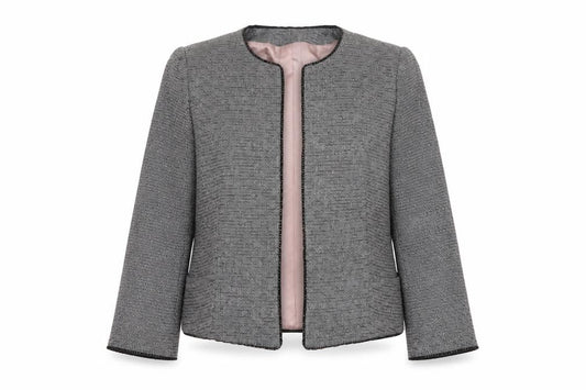 Zara Basic Women's Grey Tweed Single-Breasted Blazer UK 14