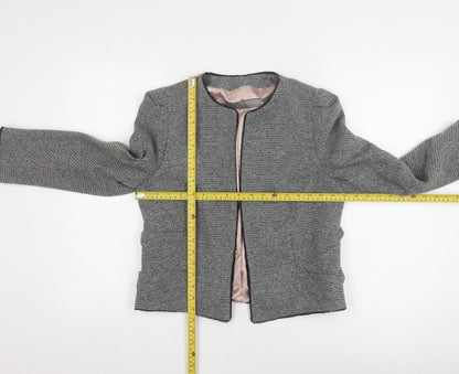Zara Basic Women's Grey Tweed Single-Breasted Blazer UK 14