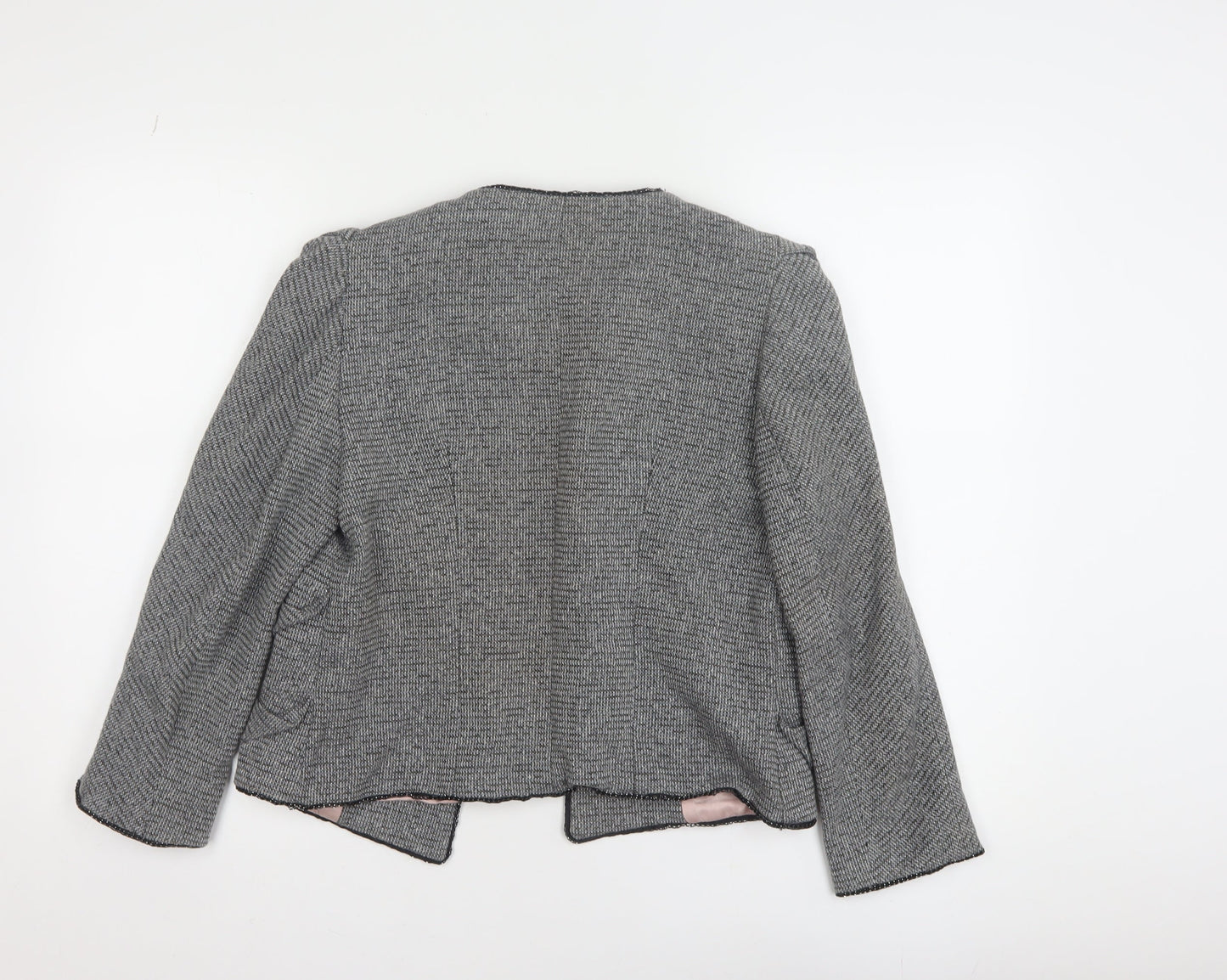Zara Basic Women's Grey Tweed Single-Breasted Blazer UK 14