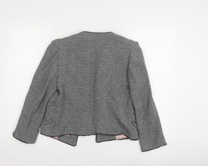Zara Basic Women's Grey Tweed Single-Breasted Blazer UK 14