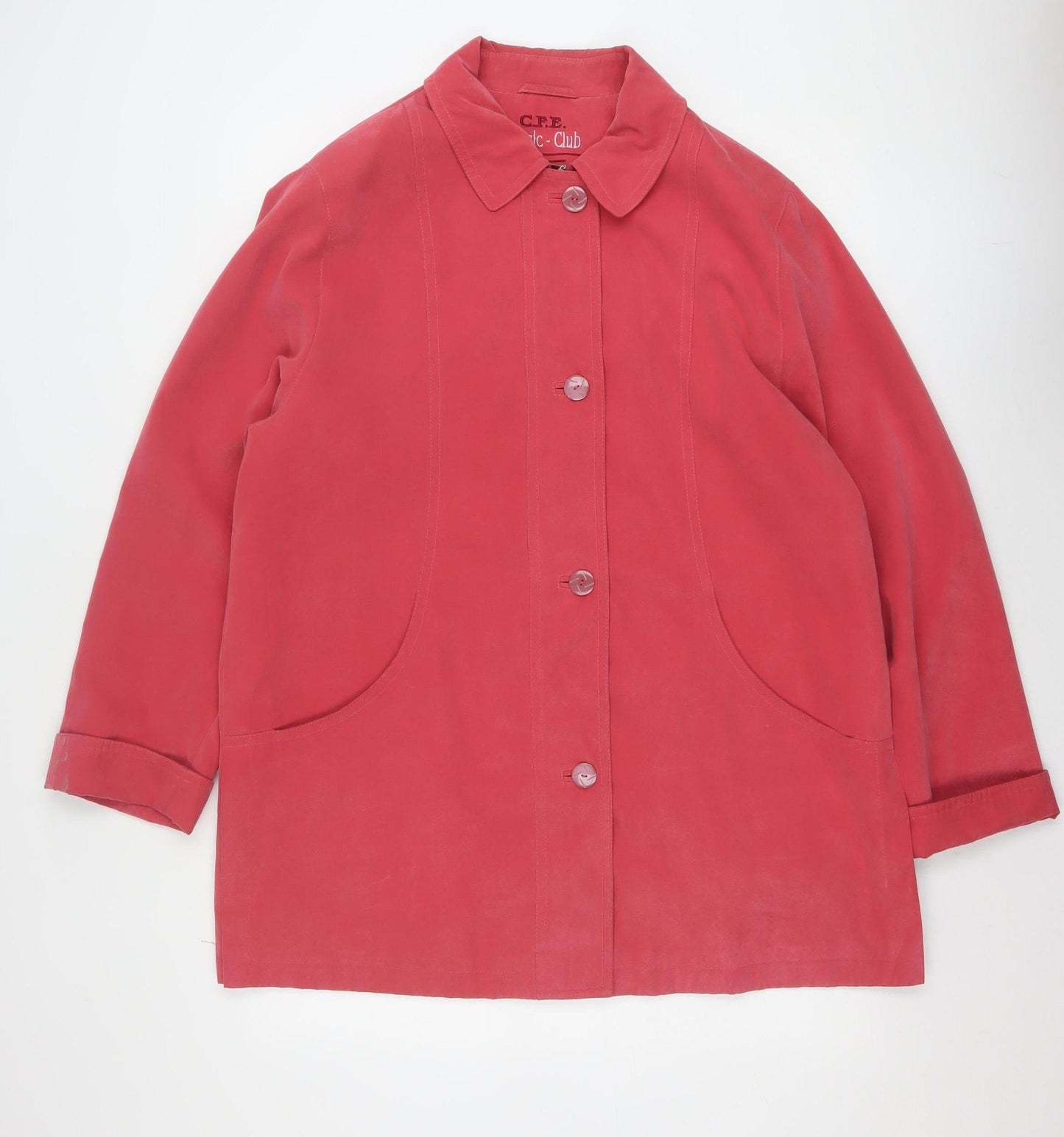 C.F.E. Classic Club Women's Red Button-Up Short Jacket Size 14 Polyester