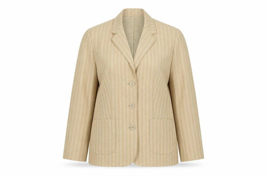 Marks & Spencer Per Una Women’s Beige Linen Blend Pinstripe Blazer Size 10