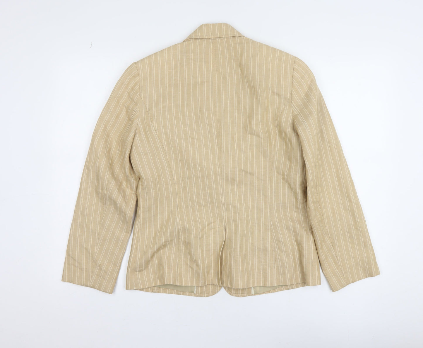 Marks and Spencer Per Una Women’s Beige Linen Blend Pinstripe Blazer Size 10