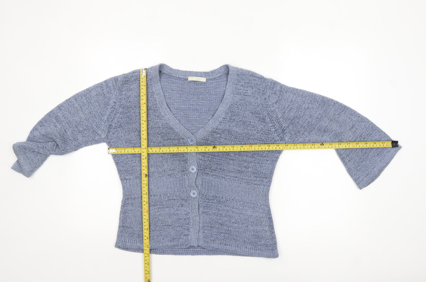 Marks and Spencer Women Blue Knit Cardigan UK 12 V-Neck Lightweight