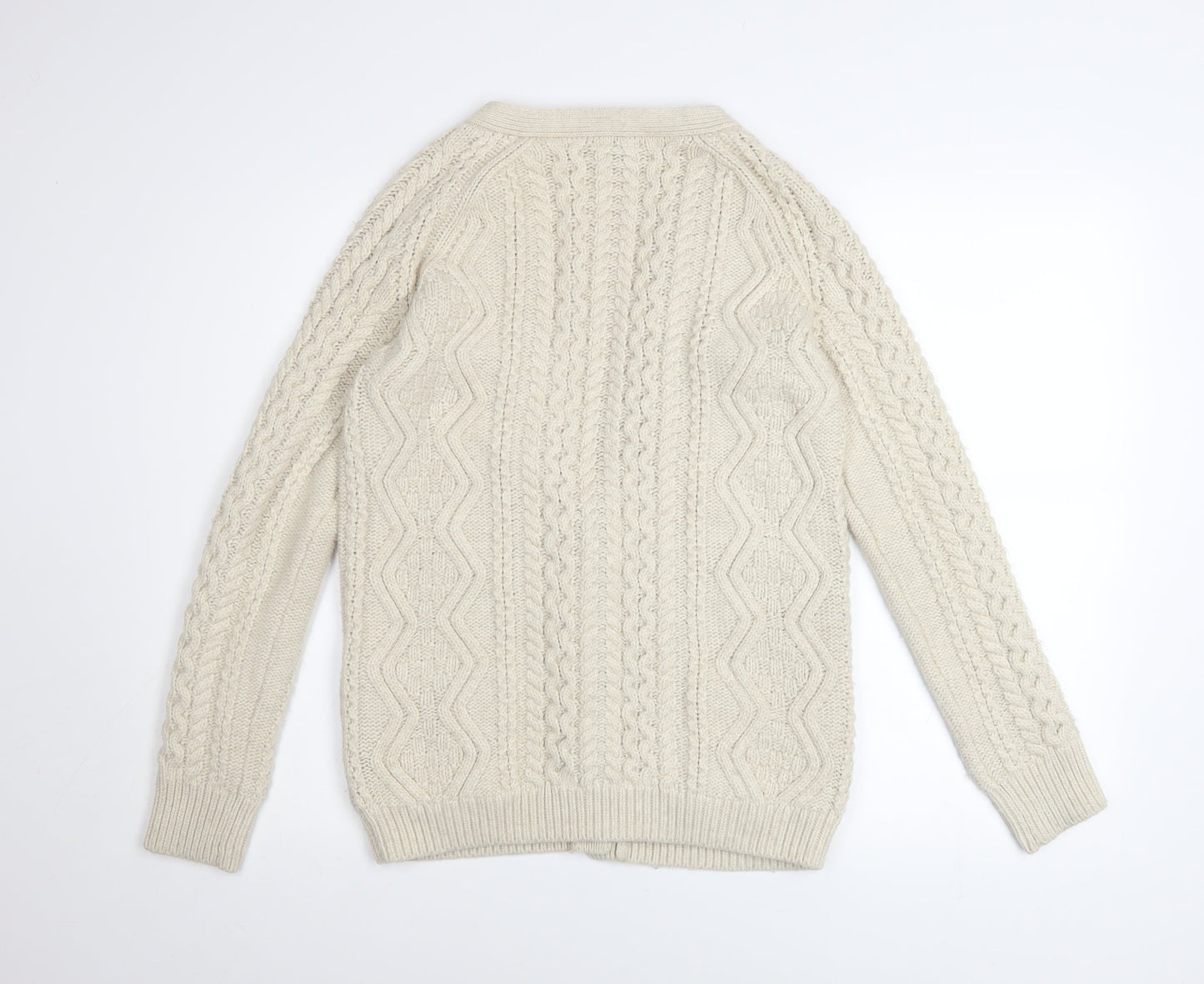 Topshop Women’s Ivory Cable Knit Cardigan UK 6 Long Sleeve V-Neck