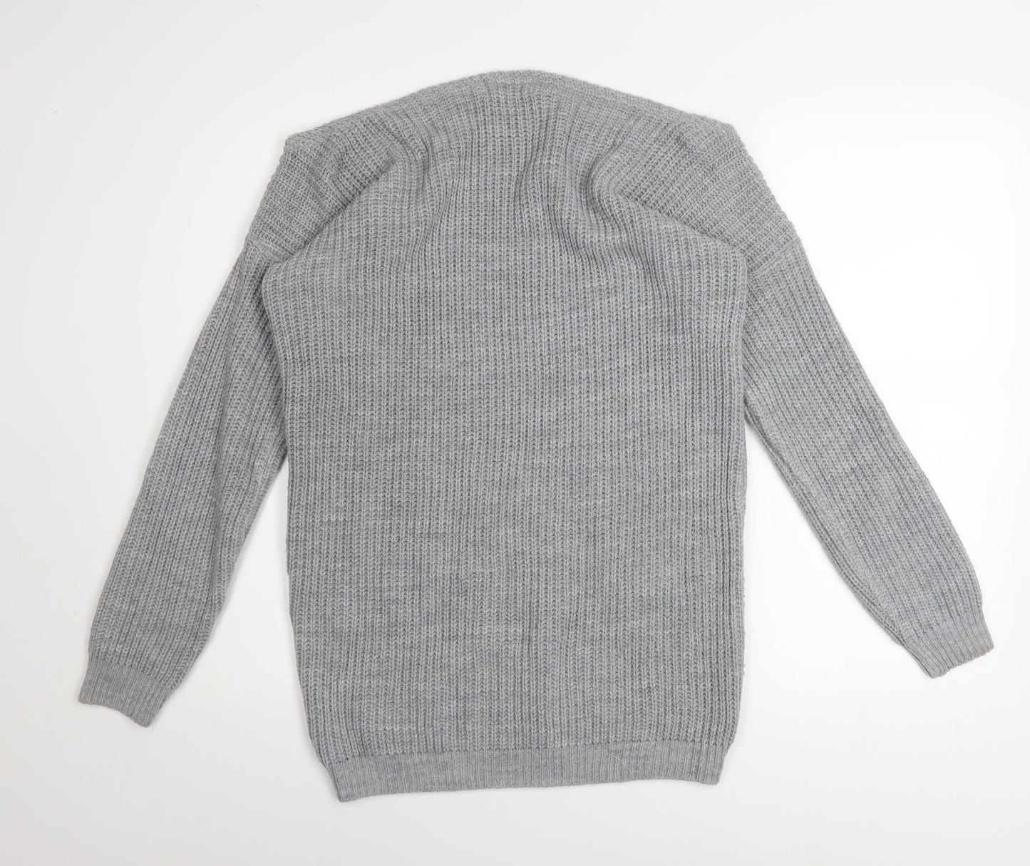 Missguided Women Grey Chunky Knit Boat Neck Pullover Jumper M/L
