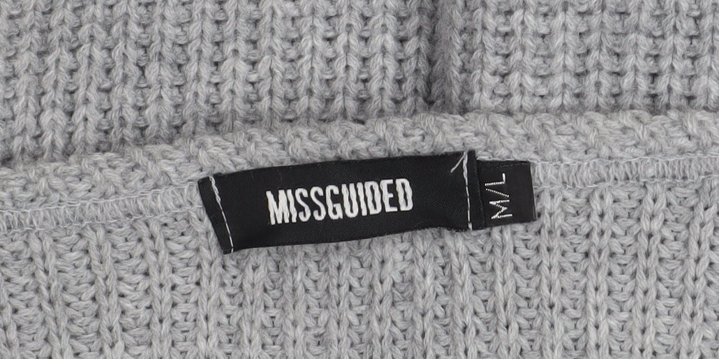 Missguided Women Grey Chunky Knit Boat Neck Pullover Jumper M/L