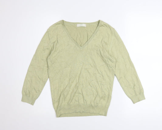 Marks and Spencer Women’s Green V-Neck Long Sleeve Jumper Size 14