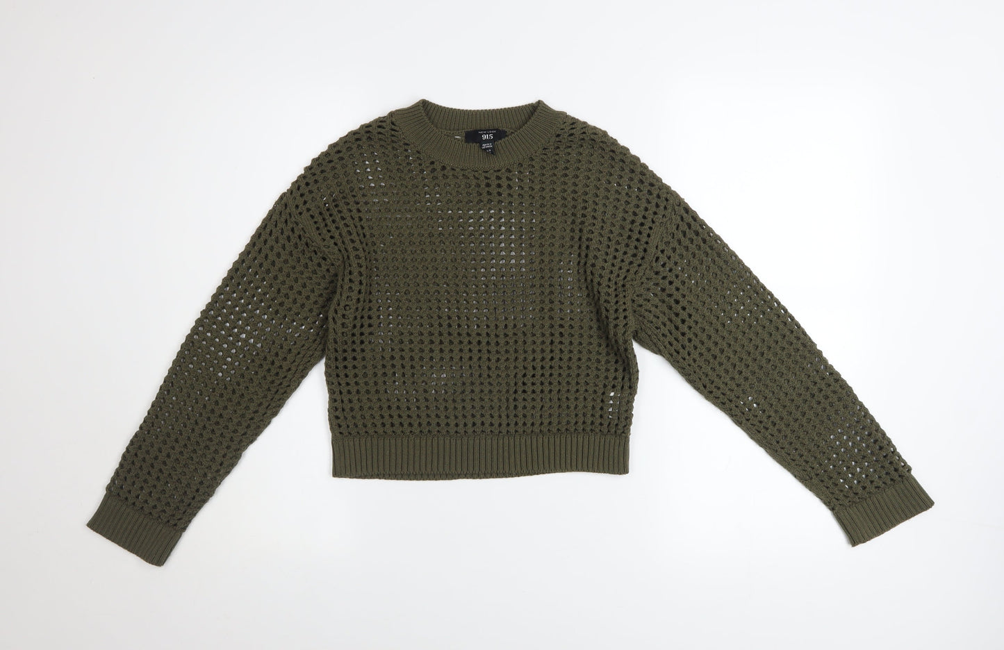 New Look Girls Green Knit Pullover Jumper Age 10-11 Years Acrylic Crew Neck