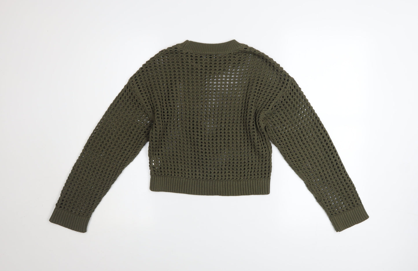 New Look Girls Green Knit Pullover Jumper Age 10-11 Years Acrylic Crew Neck