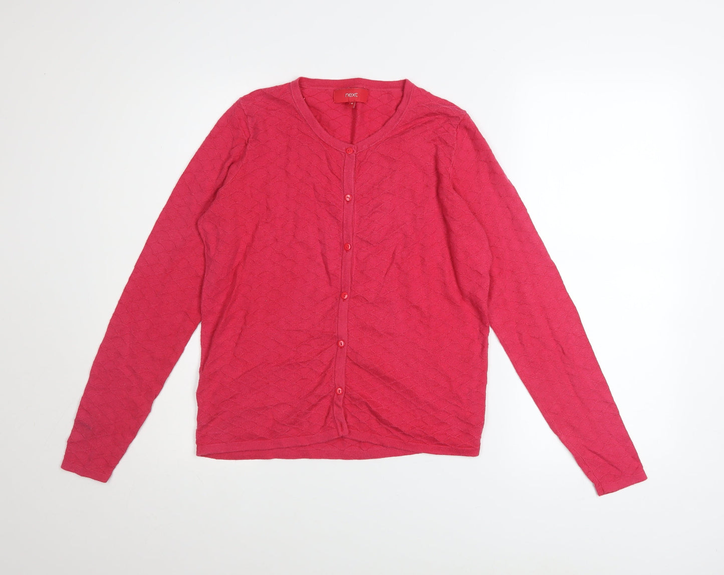 Next Womens Pink Knit Button Cardigan Size 10 Long Sleeve