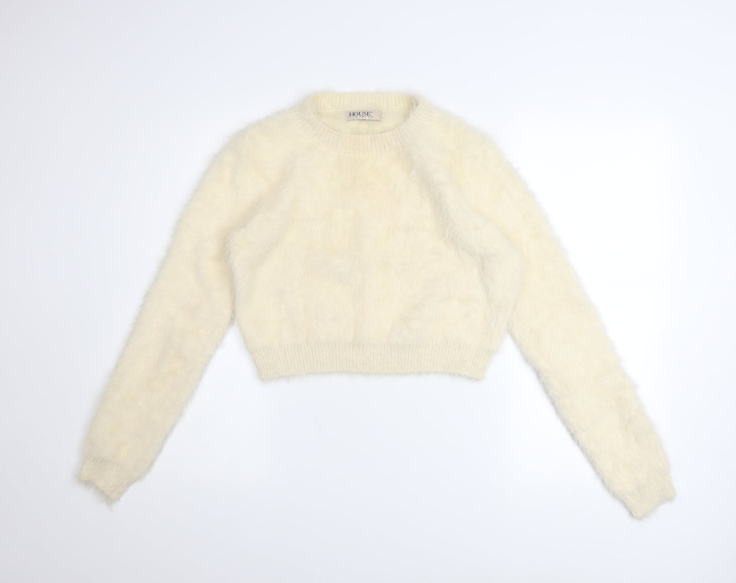 House of London Women's Ivory Fluffy Pullover Jumper Size S