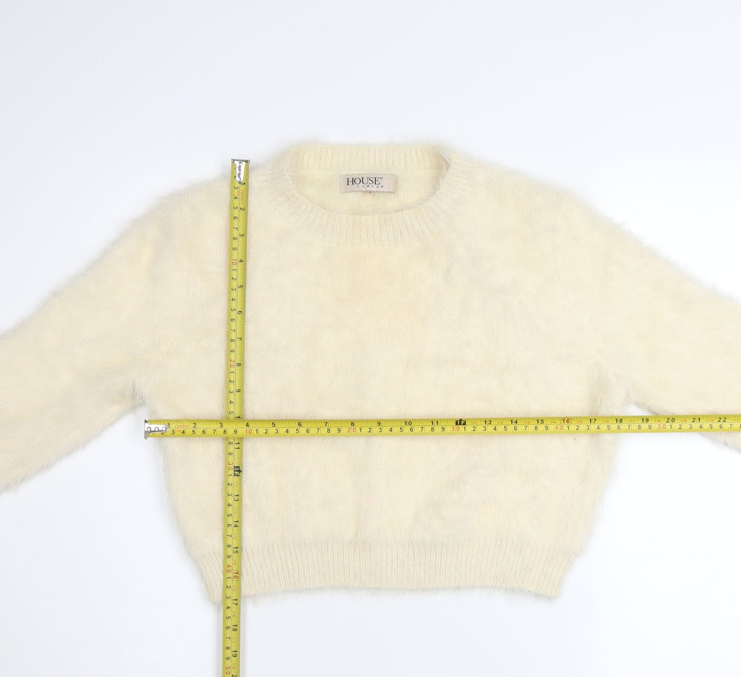 House of London Women's Ivory Fluffy Pullover Jumper Size S