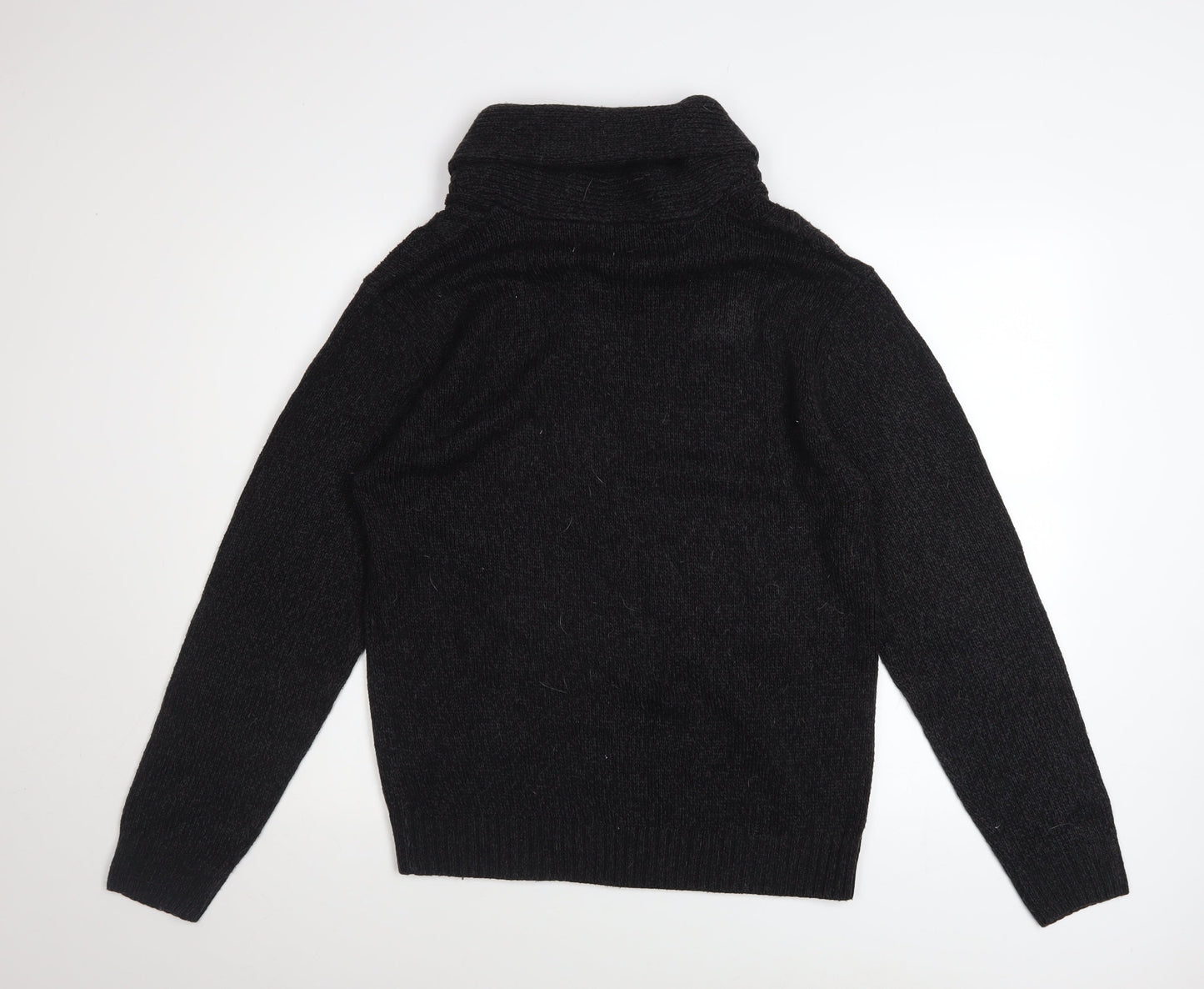 A&W85 Men's Black Cable-Knit Roll Neck Pullover Jumper Size M
