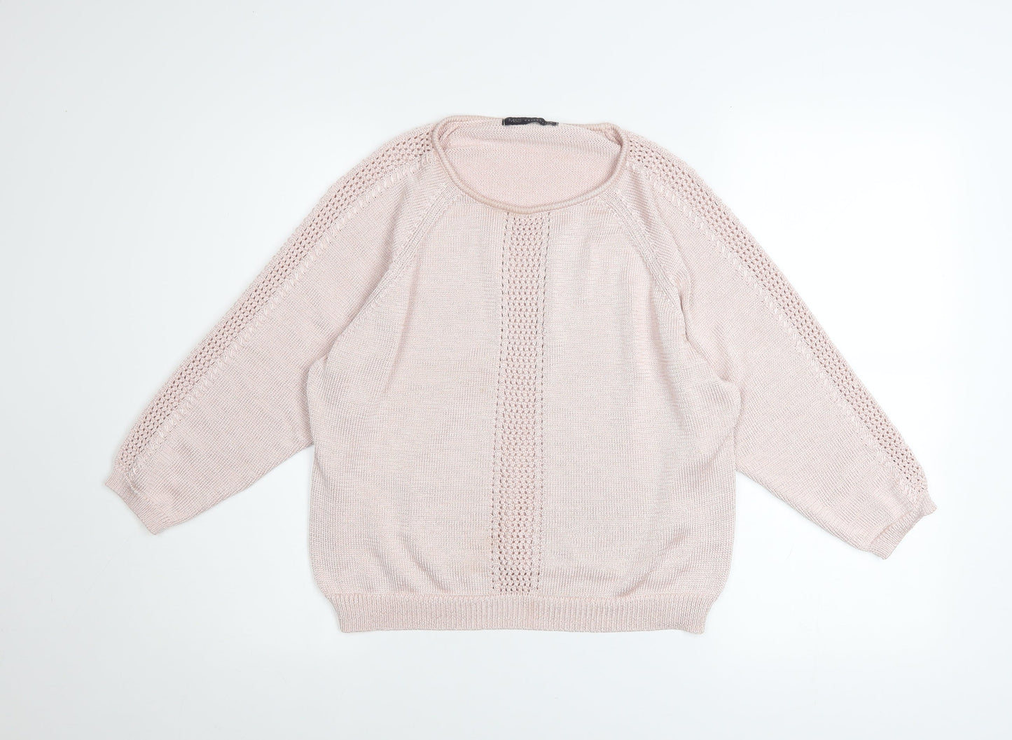 Marks and Spencer Women’s Pink Open Knit Raglan Jumper Size 14