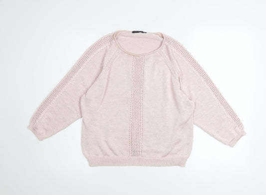 Marks and Spencer Women’s Pink Open Knit Raglan Jumper Size 14