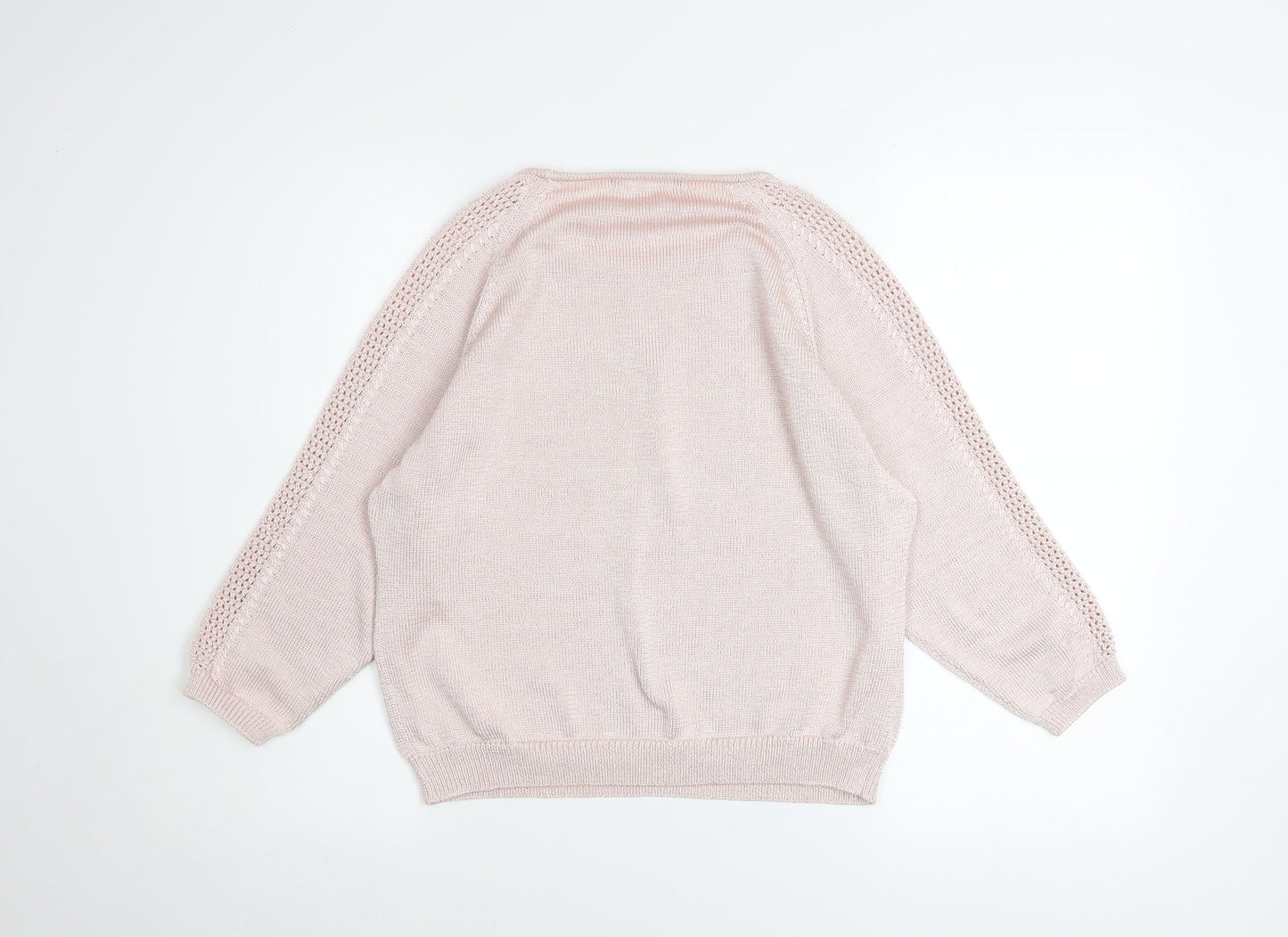 Marks and Spencer Women’s Pink Open Knit Raglan Jumper Size 14
