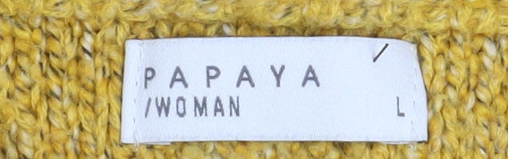 Papaya Women’s Yellow Chunky Knit Pullover Jumper Size L