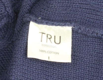 Additional view of TRU Collection Women's Blue Cotton Cable-Knit Jumper, size L