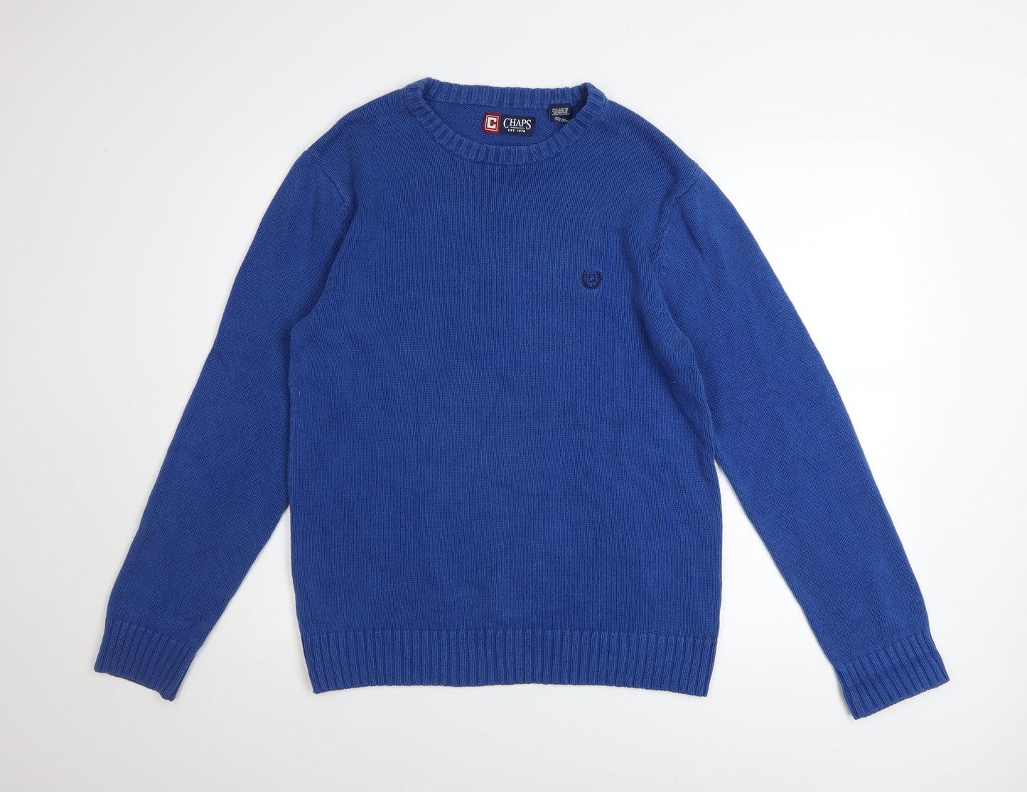 Chaps Men's Blue Cotton Crew Neck Pullover Jumper Size M