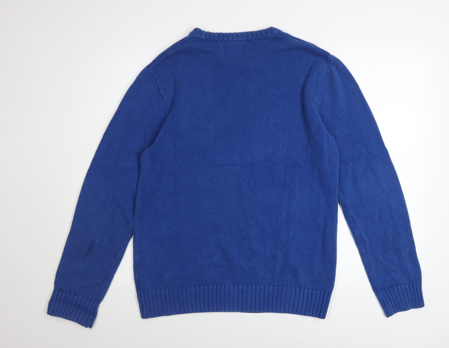Chaps Men's Blue Cotton Crew Neck Pullover Jumper Size M