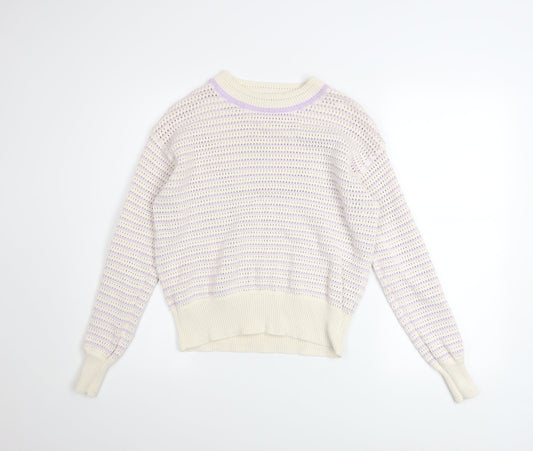 Marks and Spencer Women’s Ivory Knit Striped Pullover Jumper Size S
