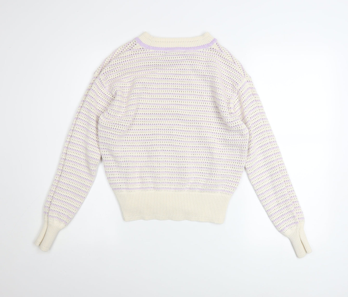 Marks and Spencer Women’s Ivory Knit Striped Pullover Jumper Size S