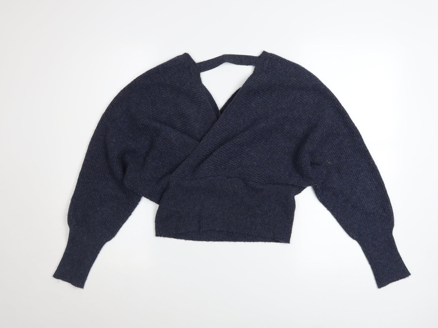 Y.A.S Women Blue Wrap Knit V-Neck Jumper Petite XL