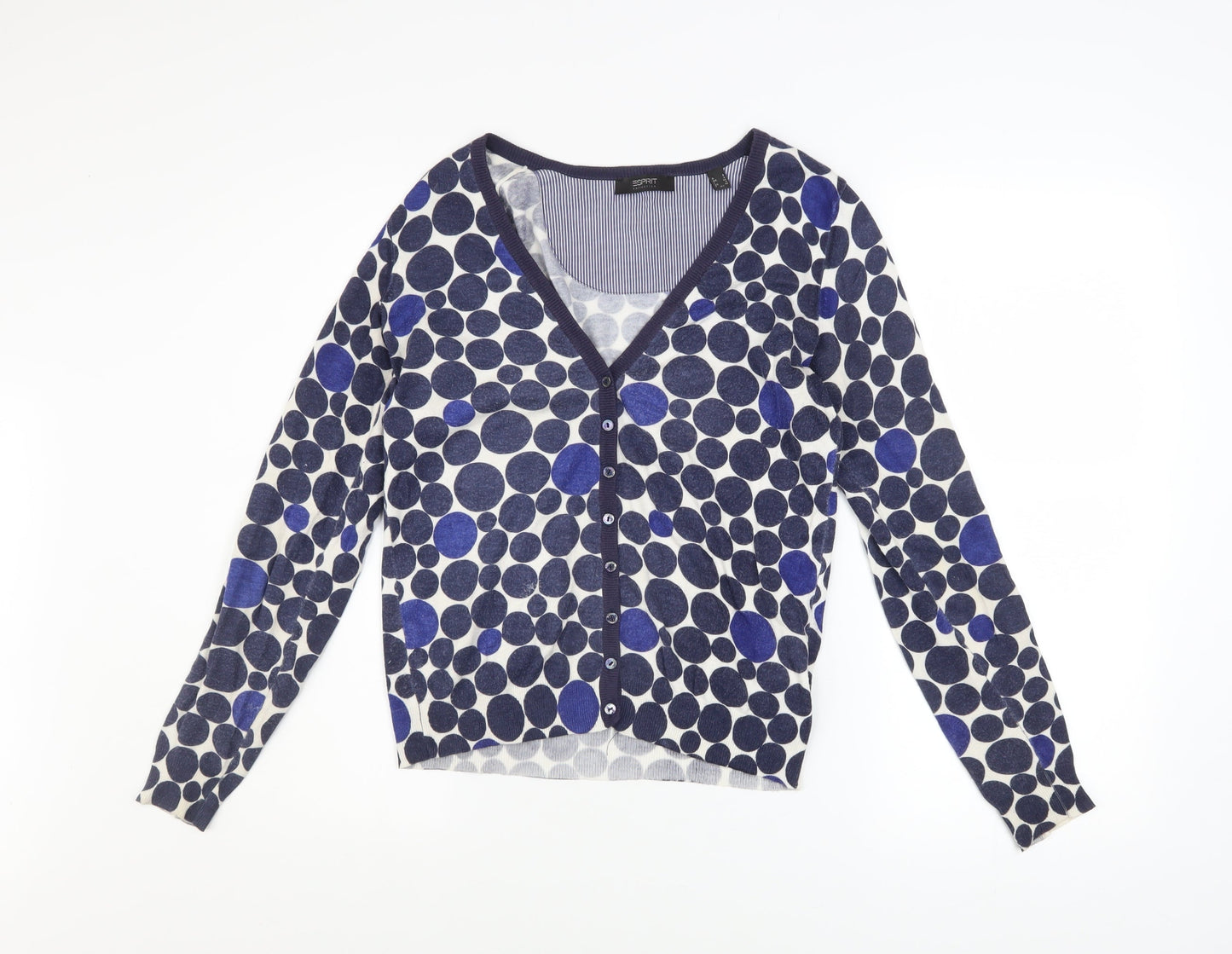 Esprit Women’s Blue Polka Dot V-Neck Cardigan Size S