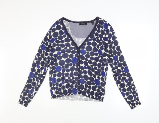 Esprit Women’s Blue Polka Dot V-Neck Cardigan Size S