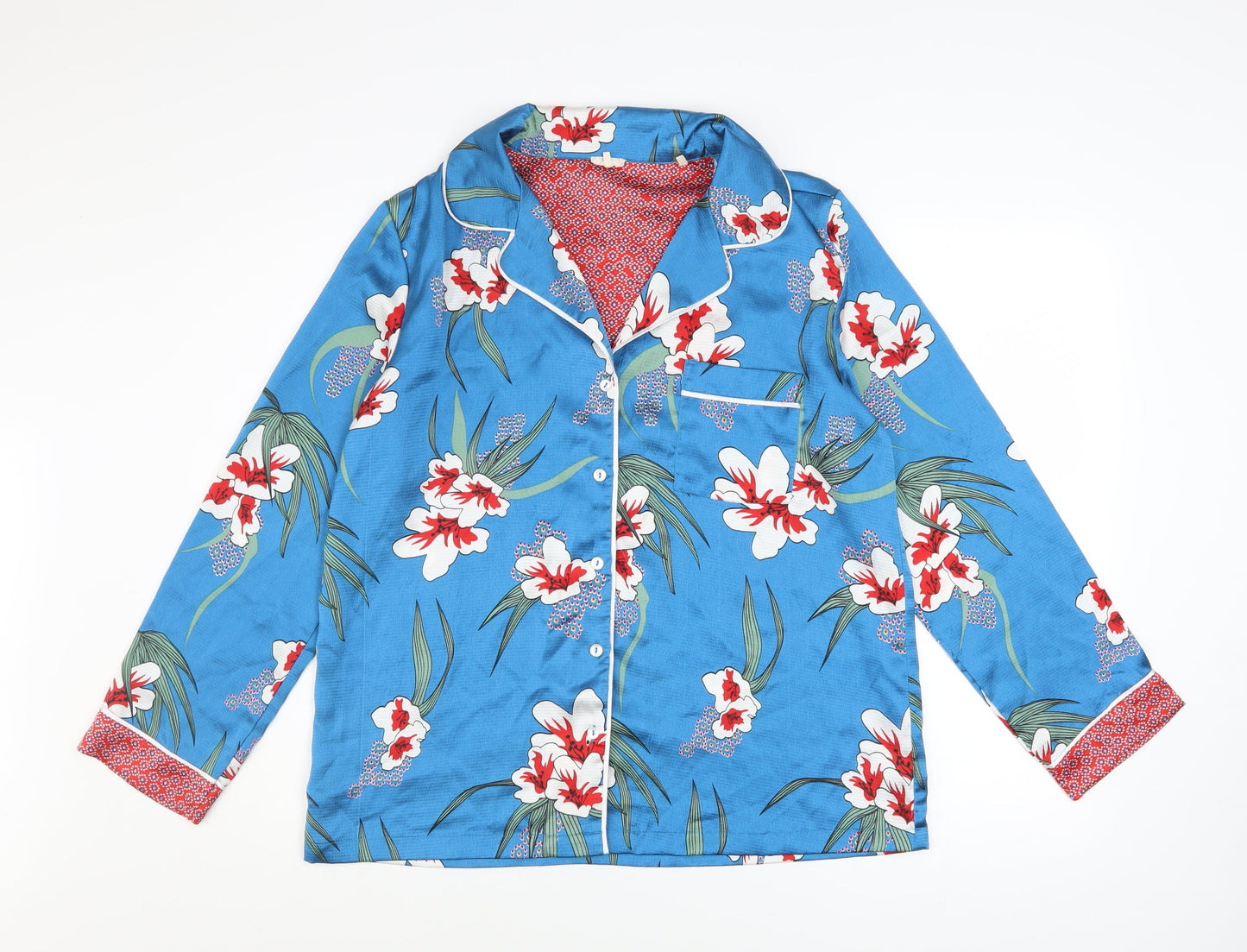 Carolyn Donnelly Eclectic Women Blue Floral Satin Pyjama Top M