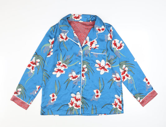 Carolyn Donnelly Eclectic Women Blue Floral Satin Pyjama Top M