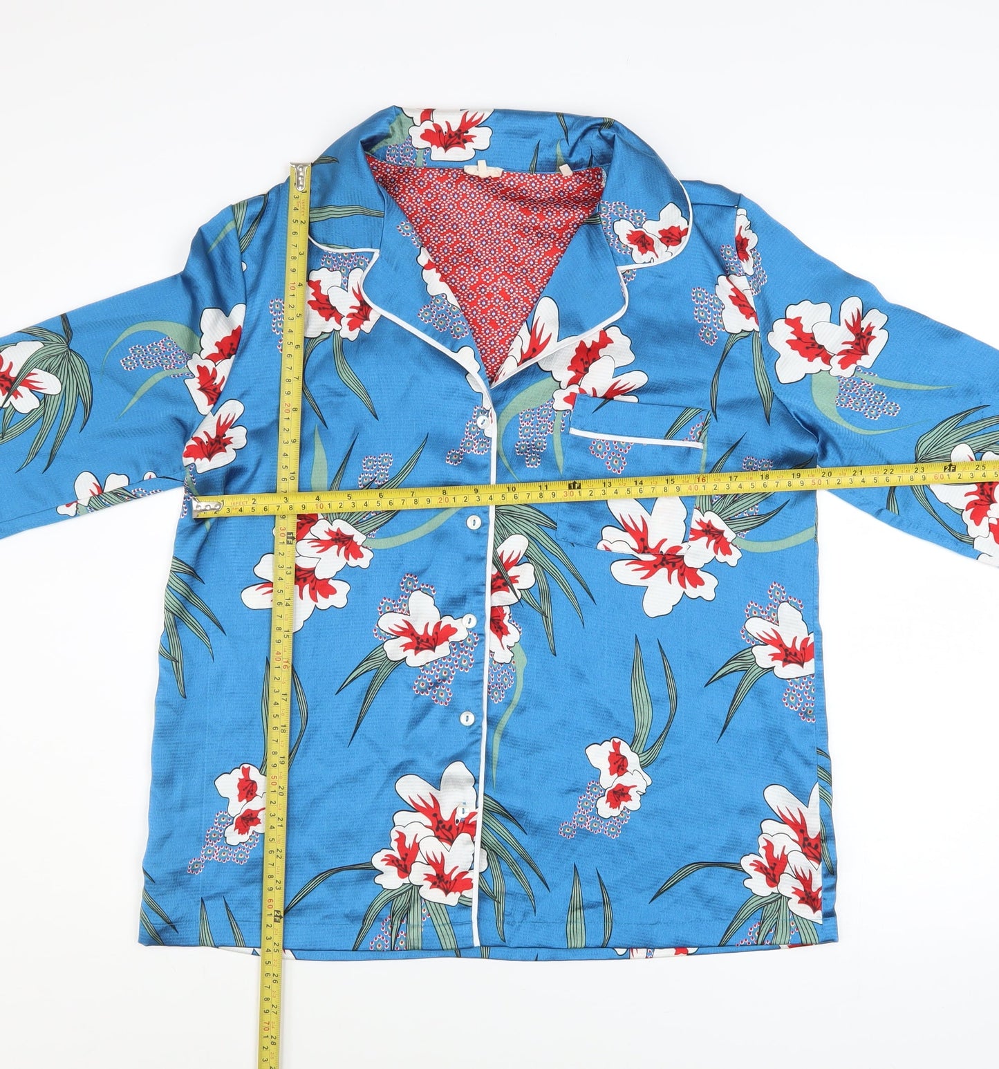 Carolyn Donnelly Eclectic Women Blue Floral Satin Pyjama Top M