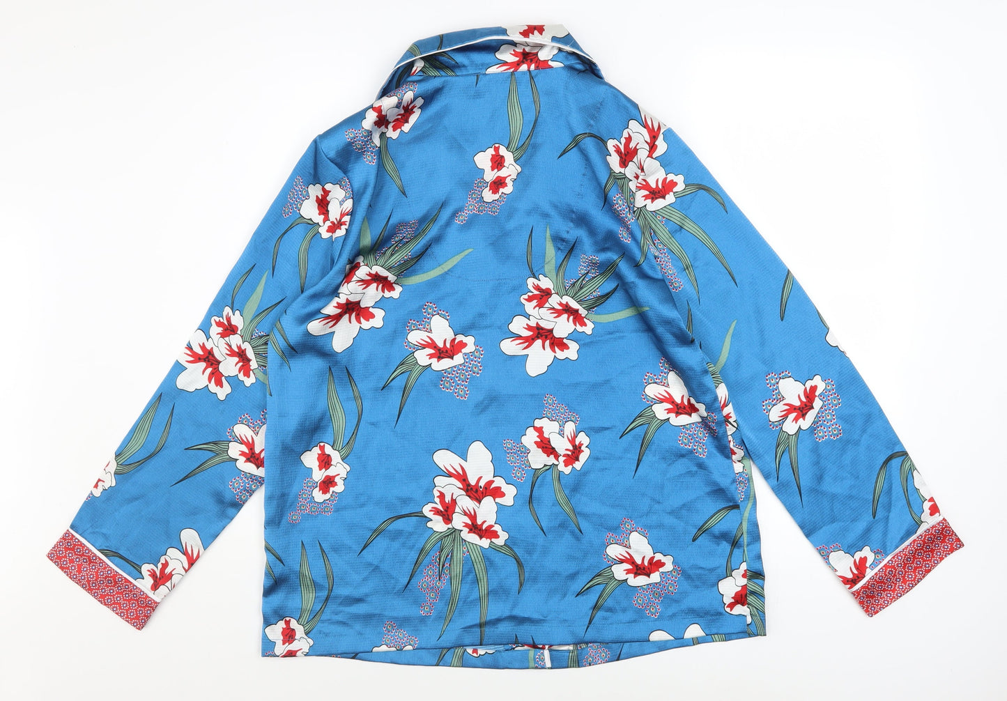 Carolyn Donnelly Eclectic Women Blue Floral Satin Pyjama Top M